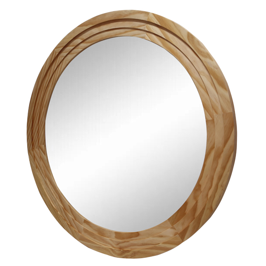 Natural Wood Round Framed Wall Mirror XR3090-O